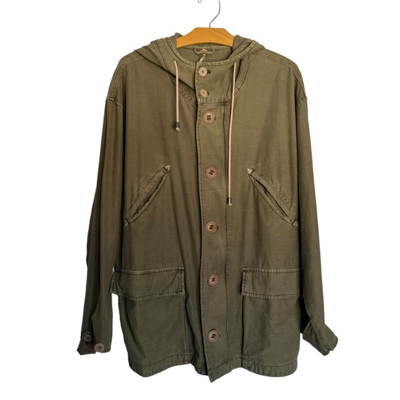 Free People Jackets & Blazers - Free People Joshua Tree Utility Jacket Cotton Canvas Army Green Oversized Size M